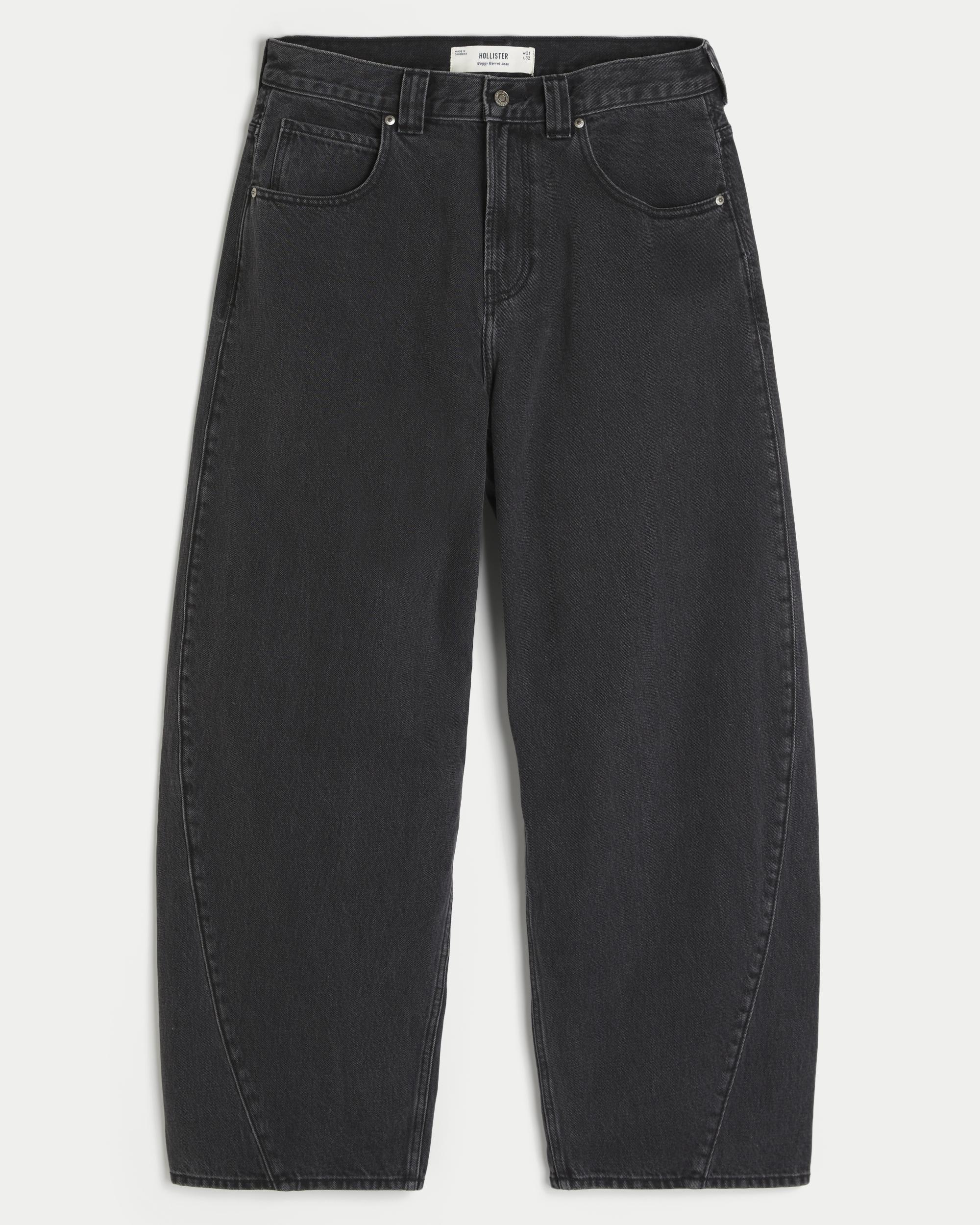 Washed Black Barrel Jeans Product Image