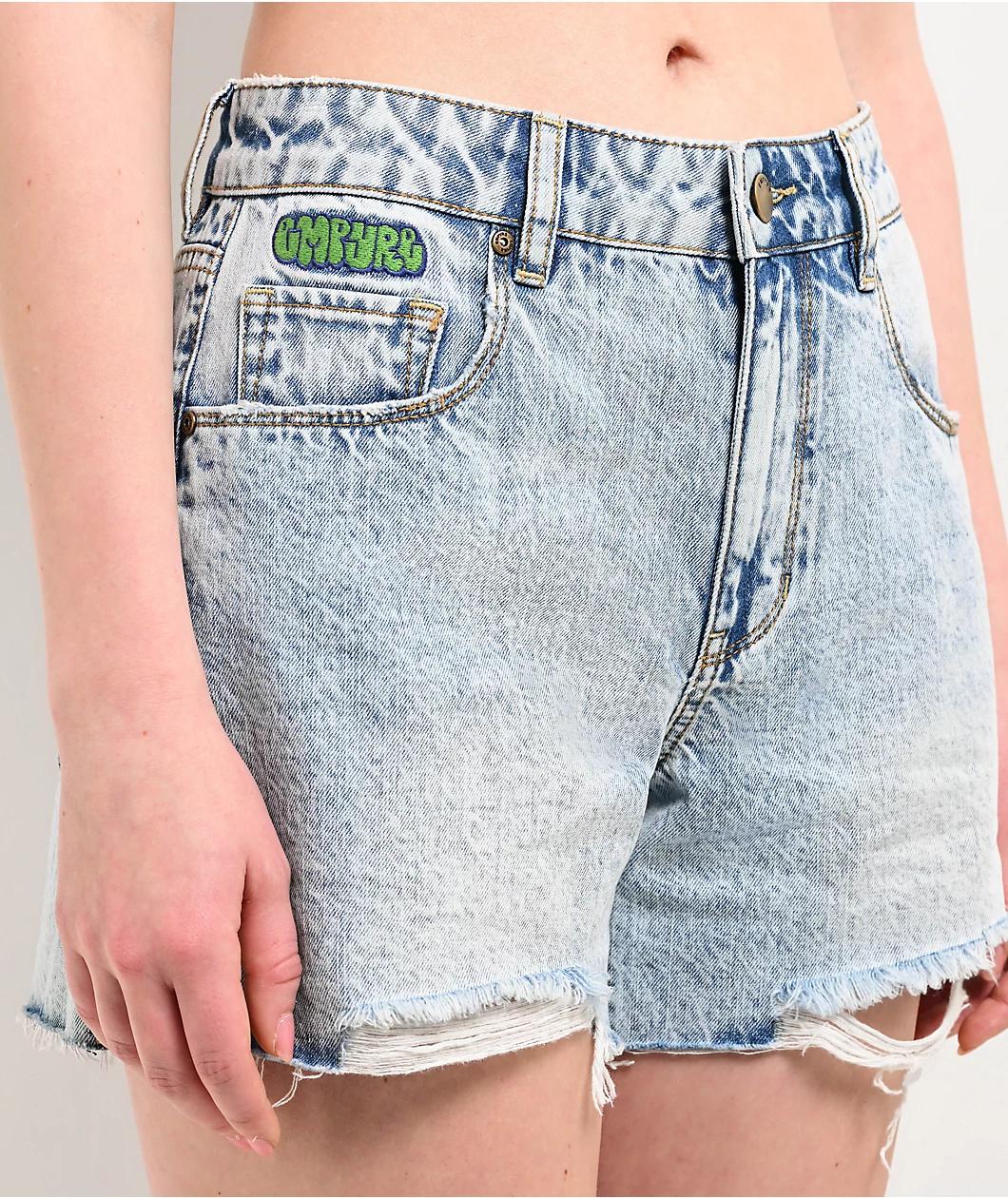 Empyre Kickback Light Wash Denim Cutoff Shorts Product Image