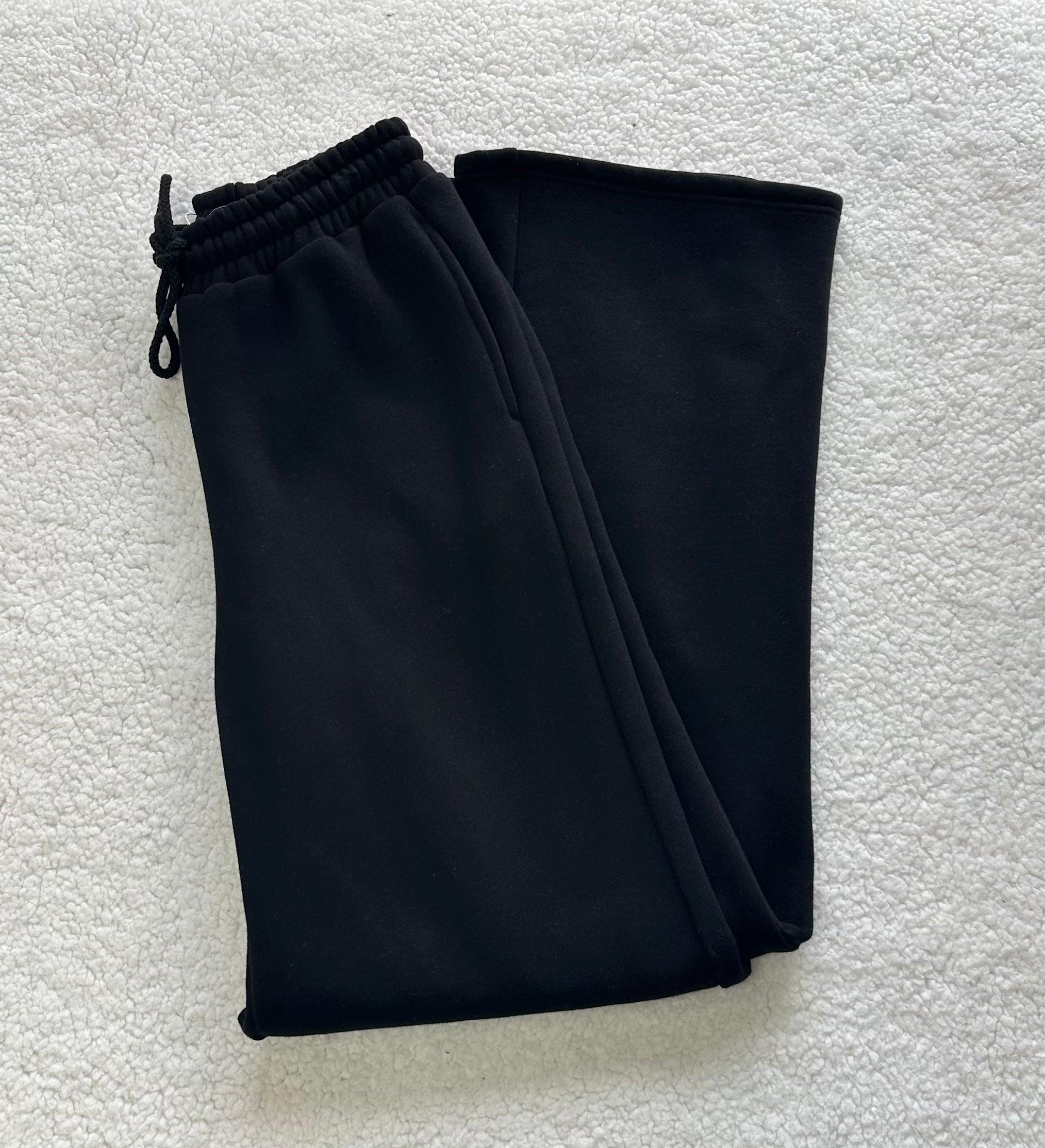 Black Basic Blank Flare Sweatpants Product Image