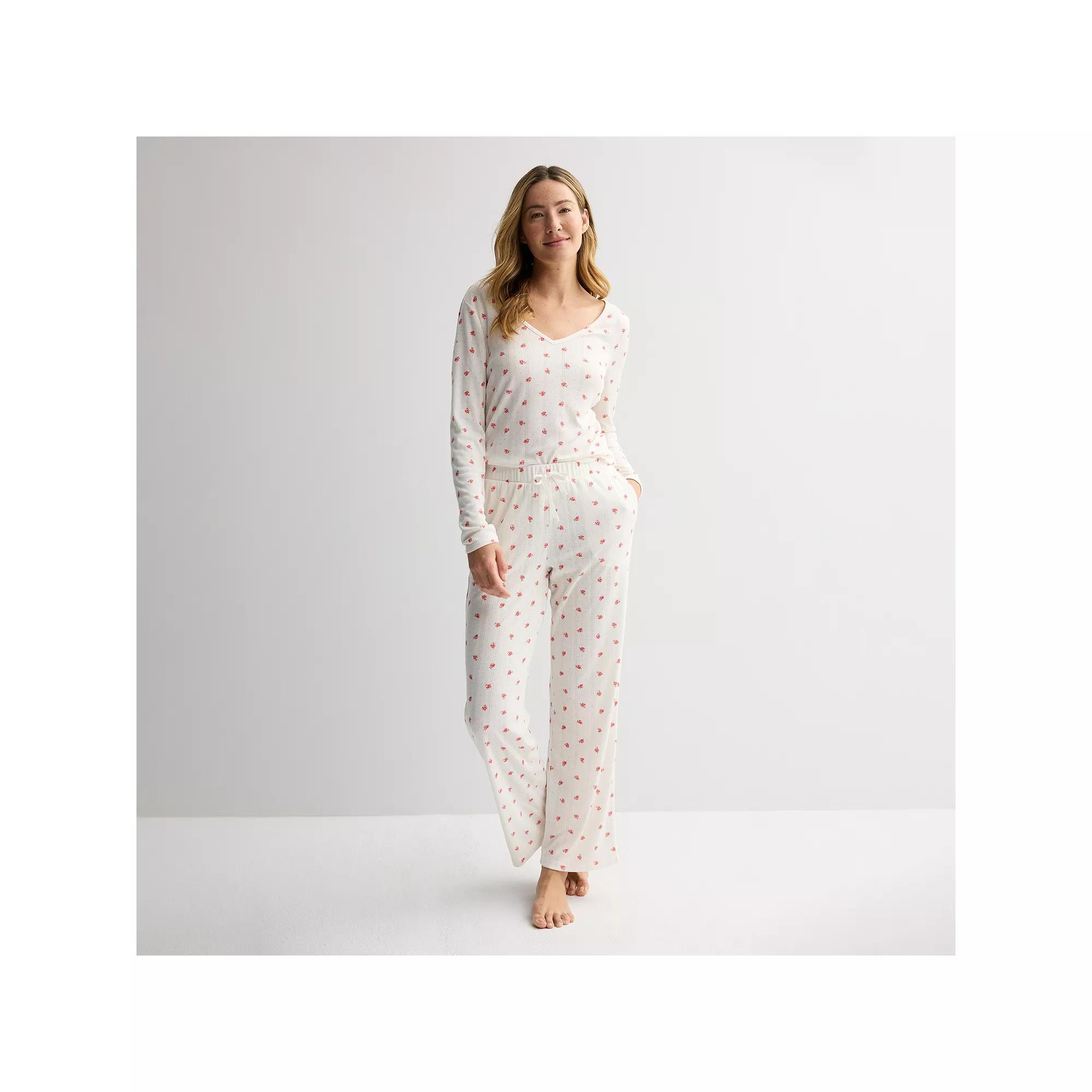 Women's Sonoma Goods For Life® Pointelle Sleep Pants, Size: XL, Ivory Floral Product Image