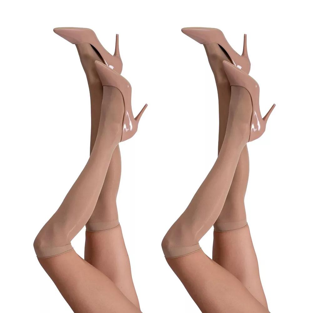 LECHERY® Set of Two Lustrous Silky Shiny Sheer Dress Knee-high Stockings Socks, Women's, Black Product Image