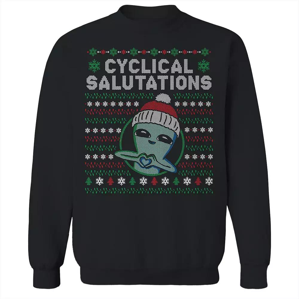 Men's Cyclical Salutations Christmas Sweater Graphic Sweatshirt, Size: Medium, Black Product Image