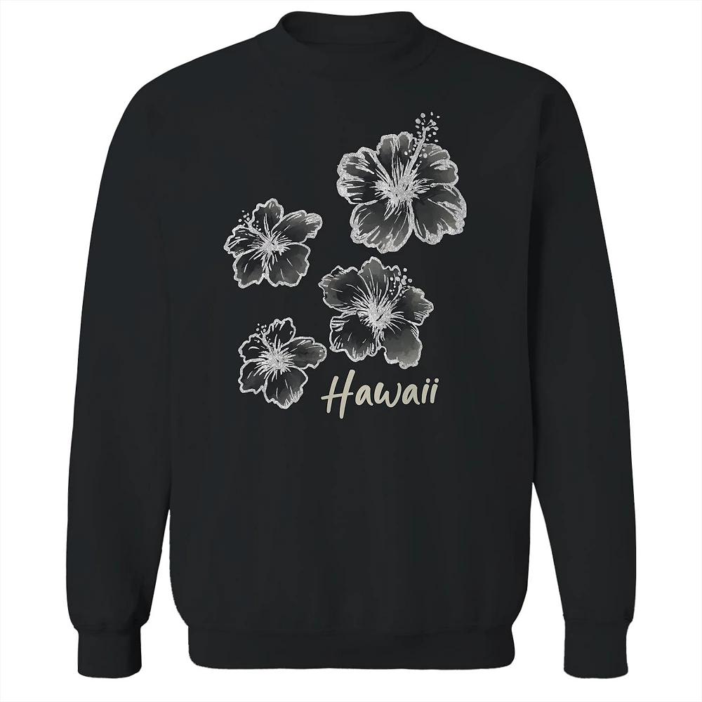 Junior's Hibiscus Graphic Fleece Sweatshirt, Women's, Size: Small, Black Product Image