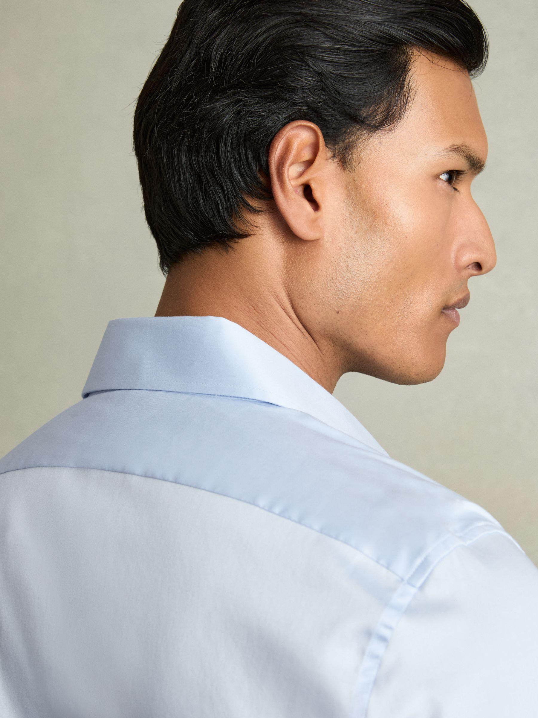 Slim Fit Cotton Blend Shirt in Blue Product Image