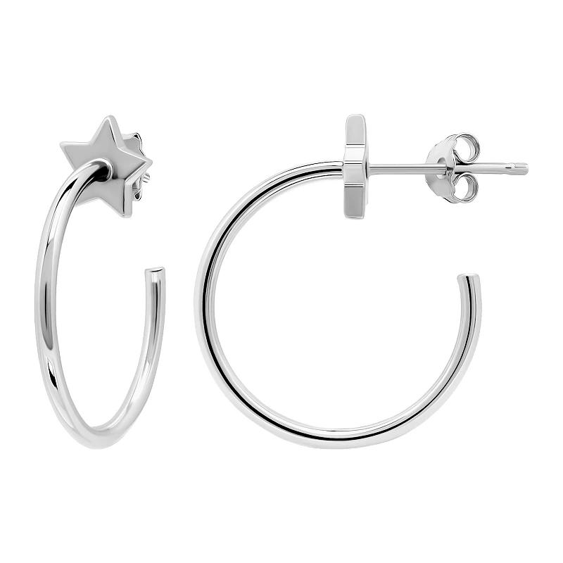 Aleure Precioso 18k Gold Star Posted Hoop Earrings, Women's, Sterling Product Image