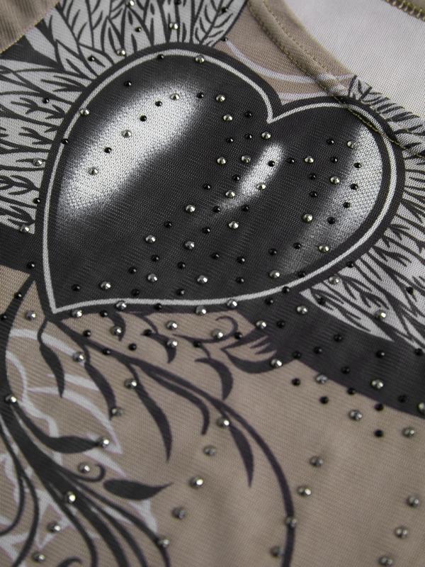 Splash Ink Rhinestone Print Long Sleeve Tee Product Image