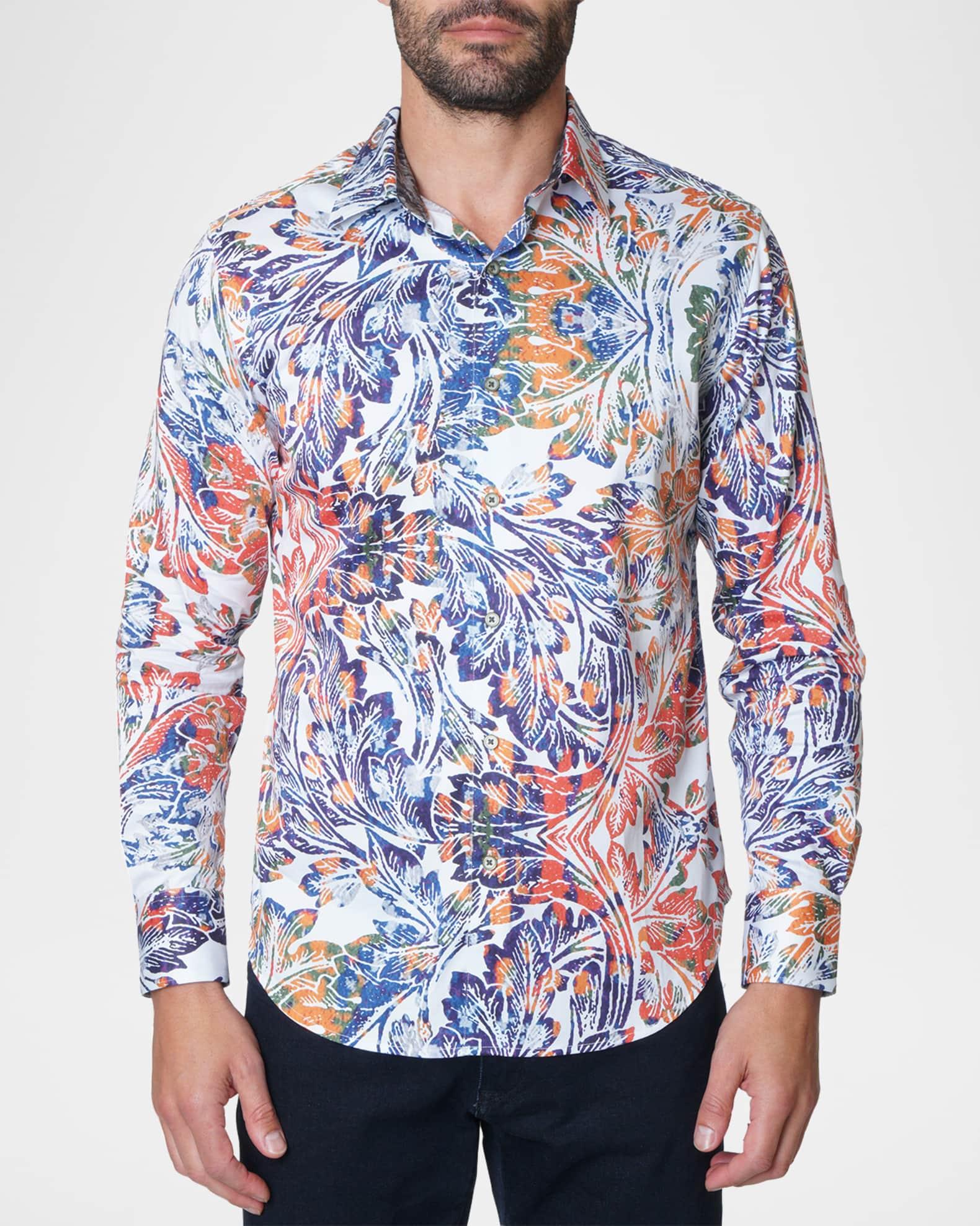 Men's Leaf-Print Sport Shirt Product Image