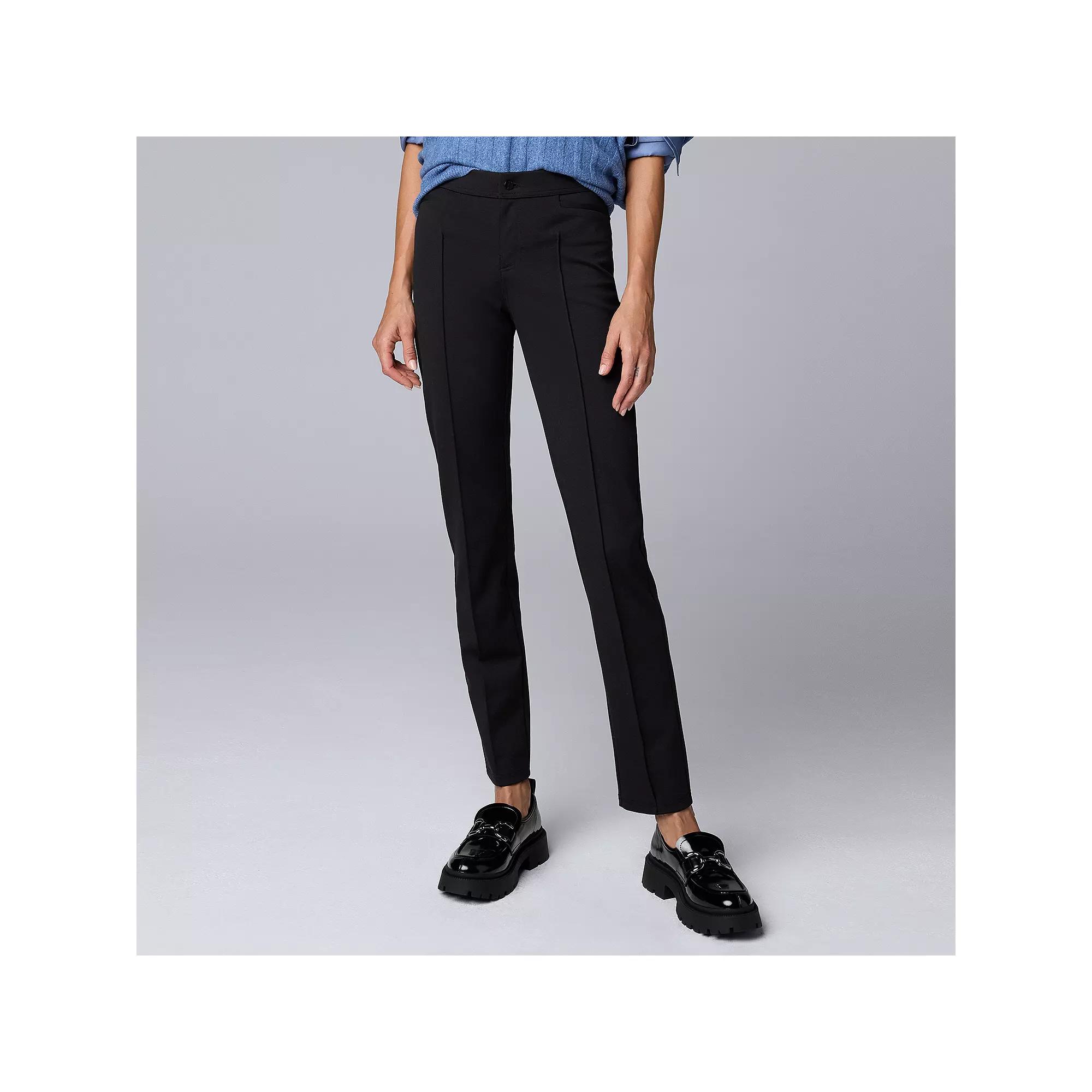 Women's Simply Vera Vera Wang Mid-Rise Pintuck Ponte Skinny Pants,  Product Image