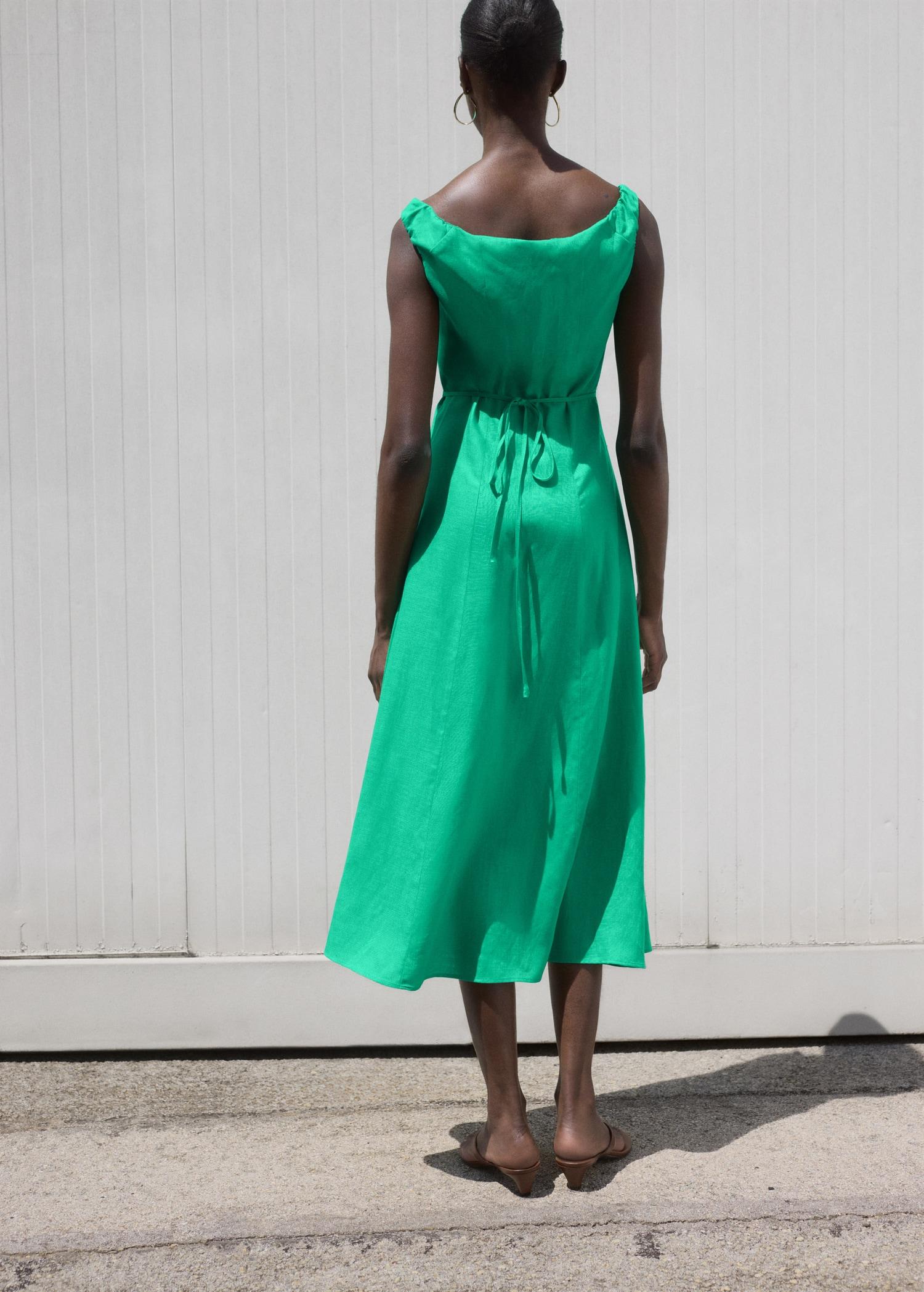 Linen-blend dress with buttons - Women | MANGO USA Product Image