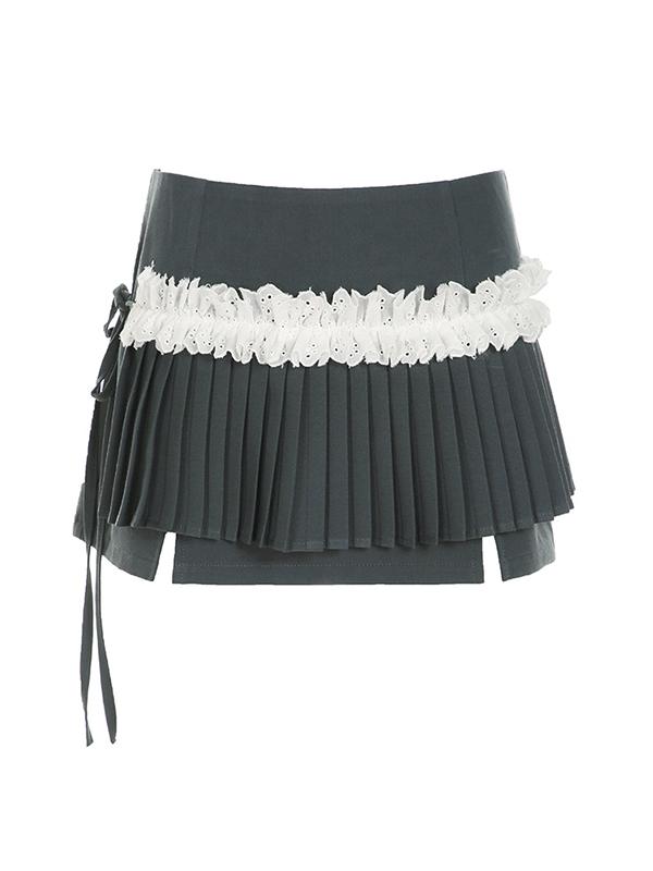 Lace Straps Mini Skirt Product Image