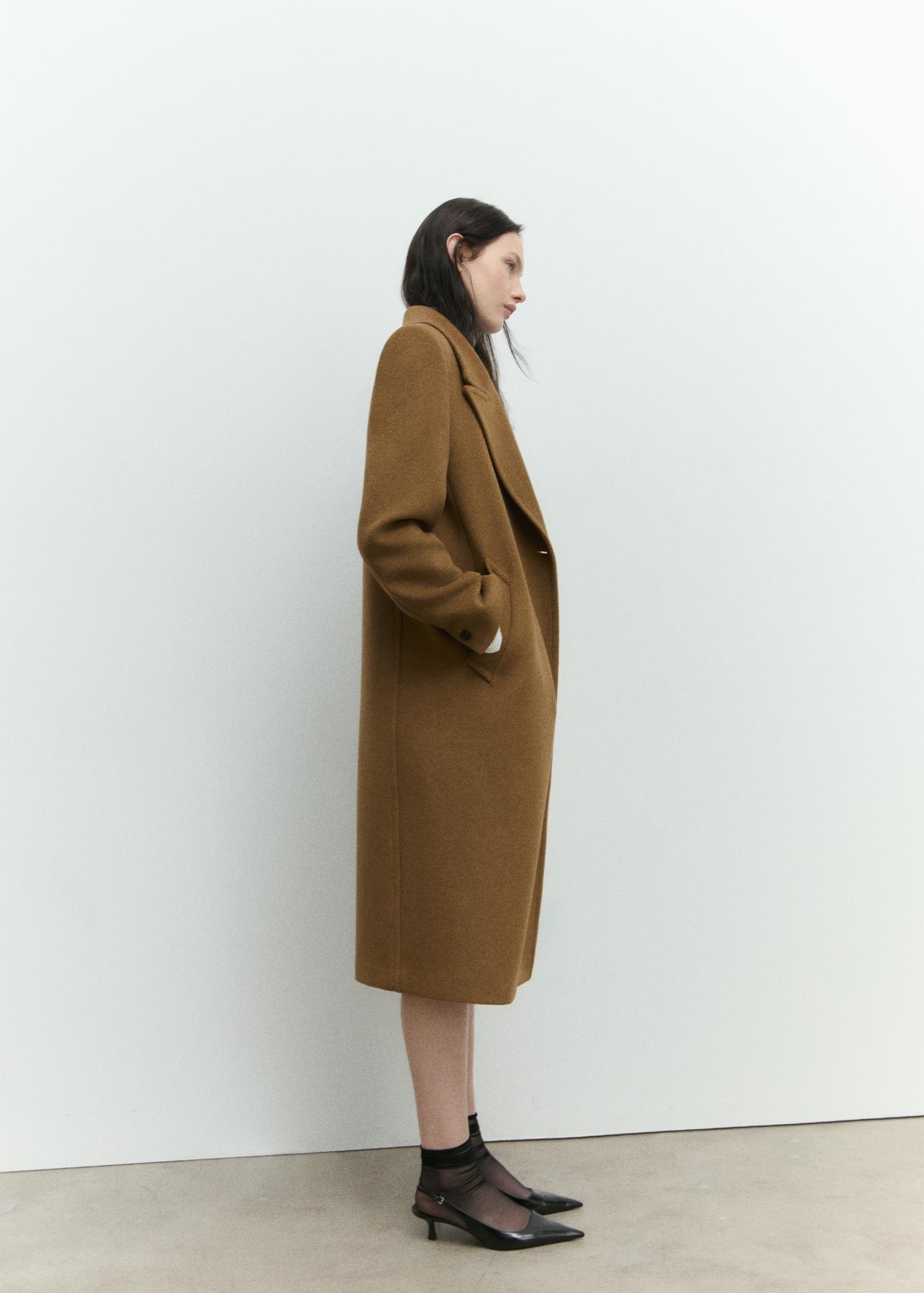 Double-breasted wool coat - Women | MANGO USA Product Image