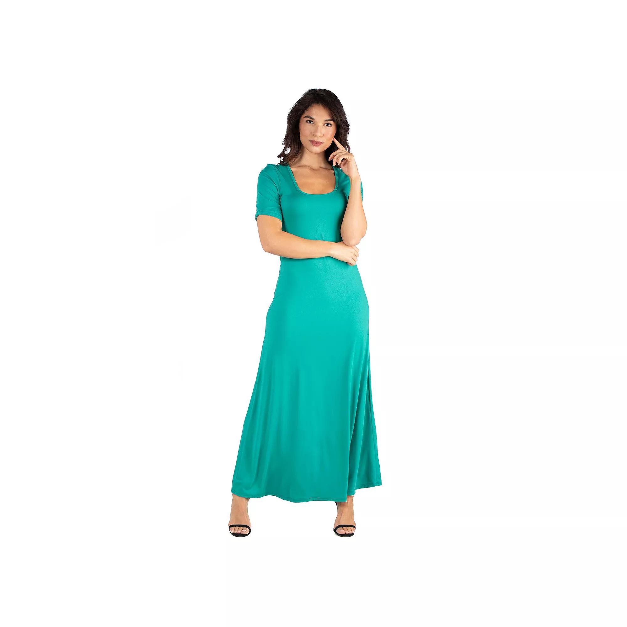 Women's 24seven Comfort Apparel Scoopneck Maxi Dress,  Product Image