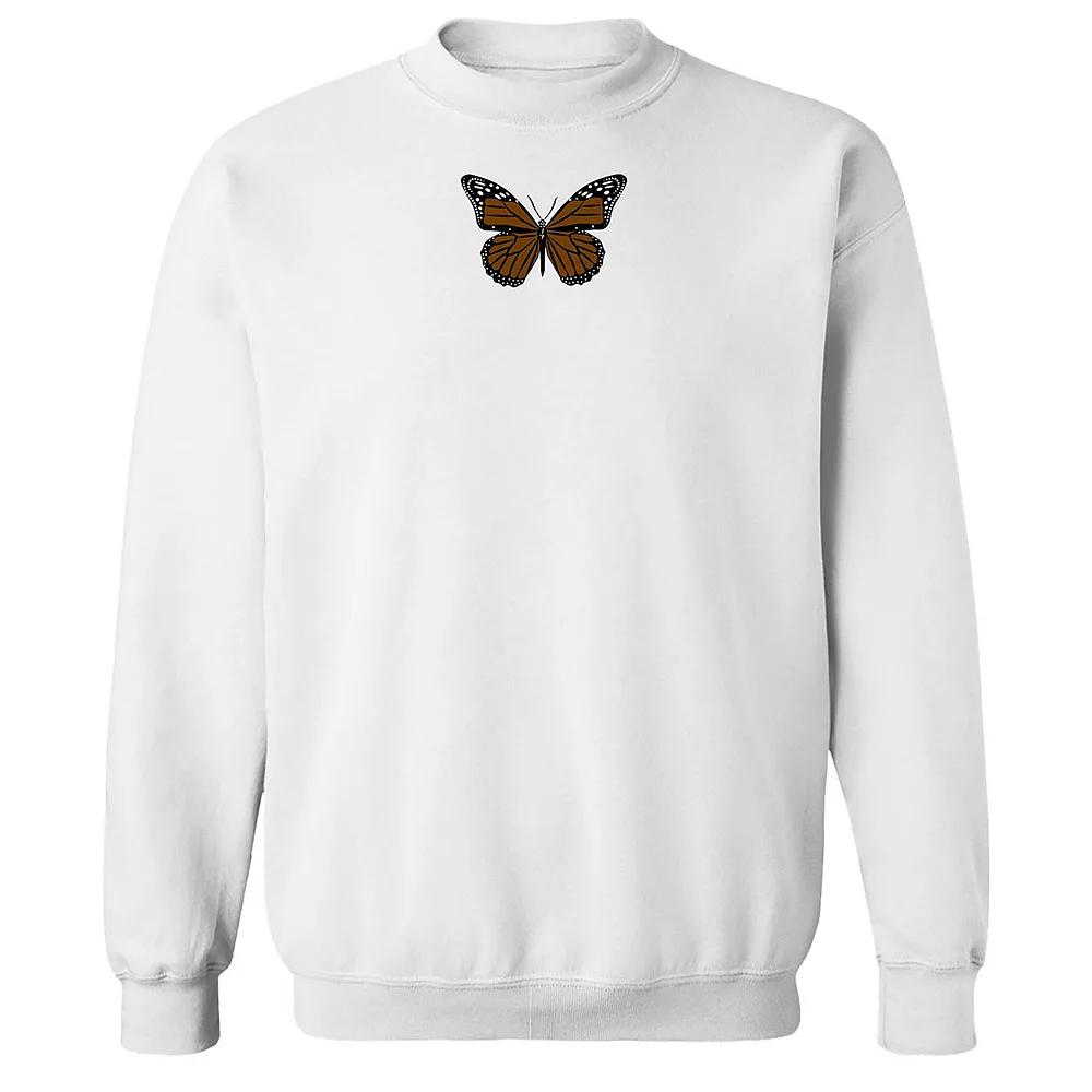 Men's Monarch Butterfly Graphic Fleece Sweatshirt, Size: XXL, White Product Image