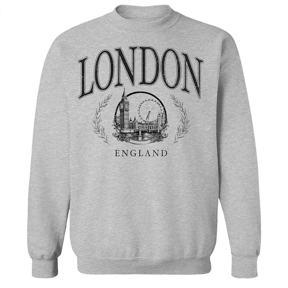 Junior's London Black Graphic Fleece Sweatshirt, Women's,  Product Image