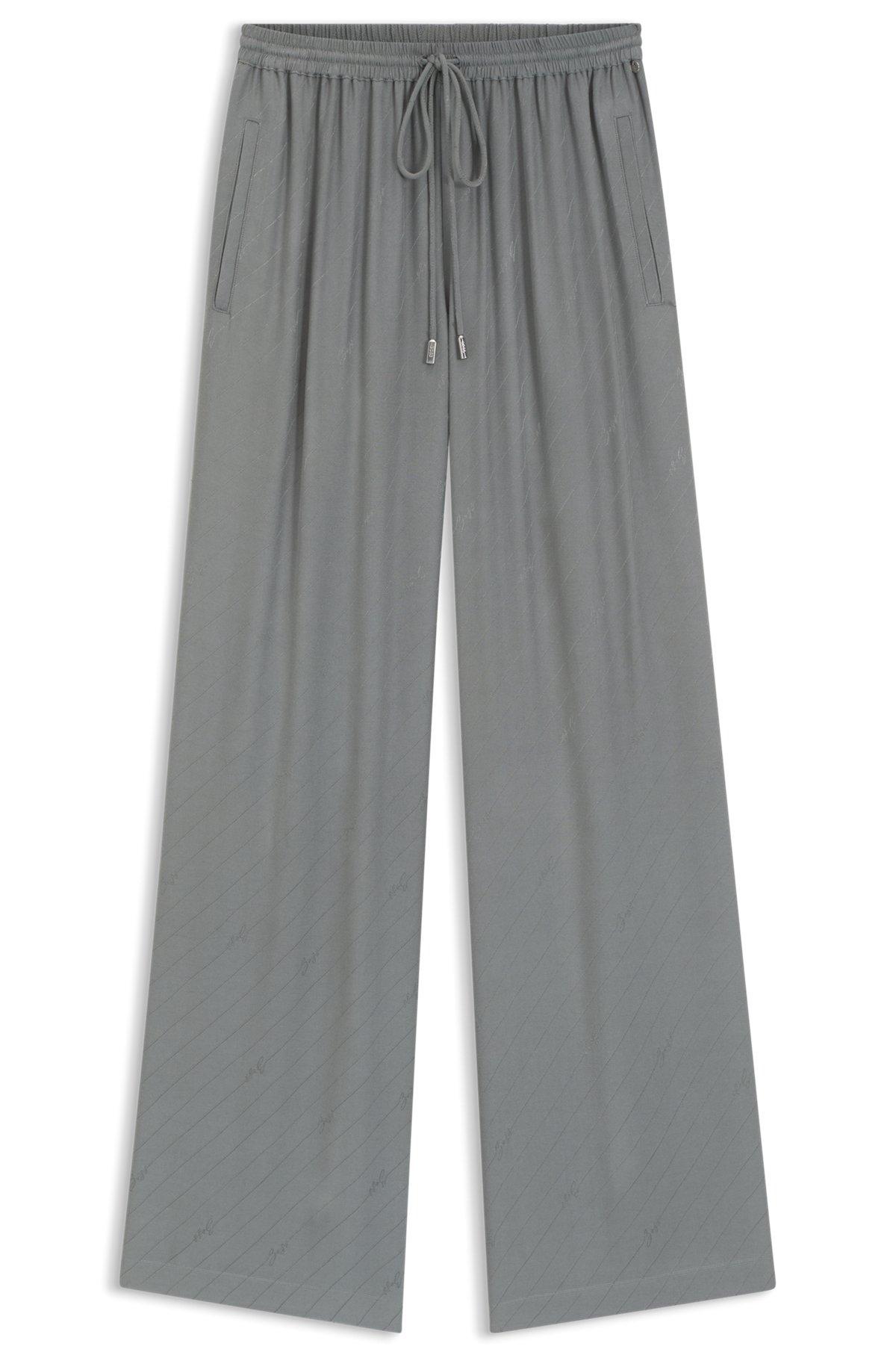 Wide-leg trousers with logo jacquard Product Image