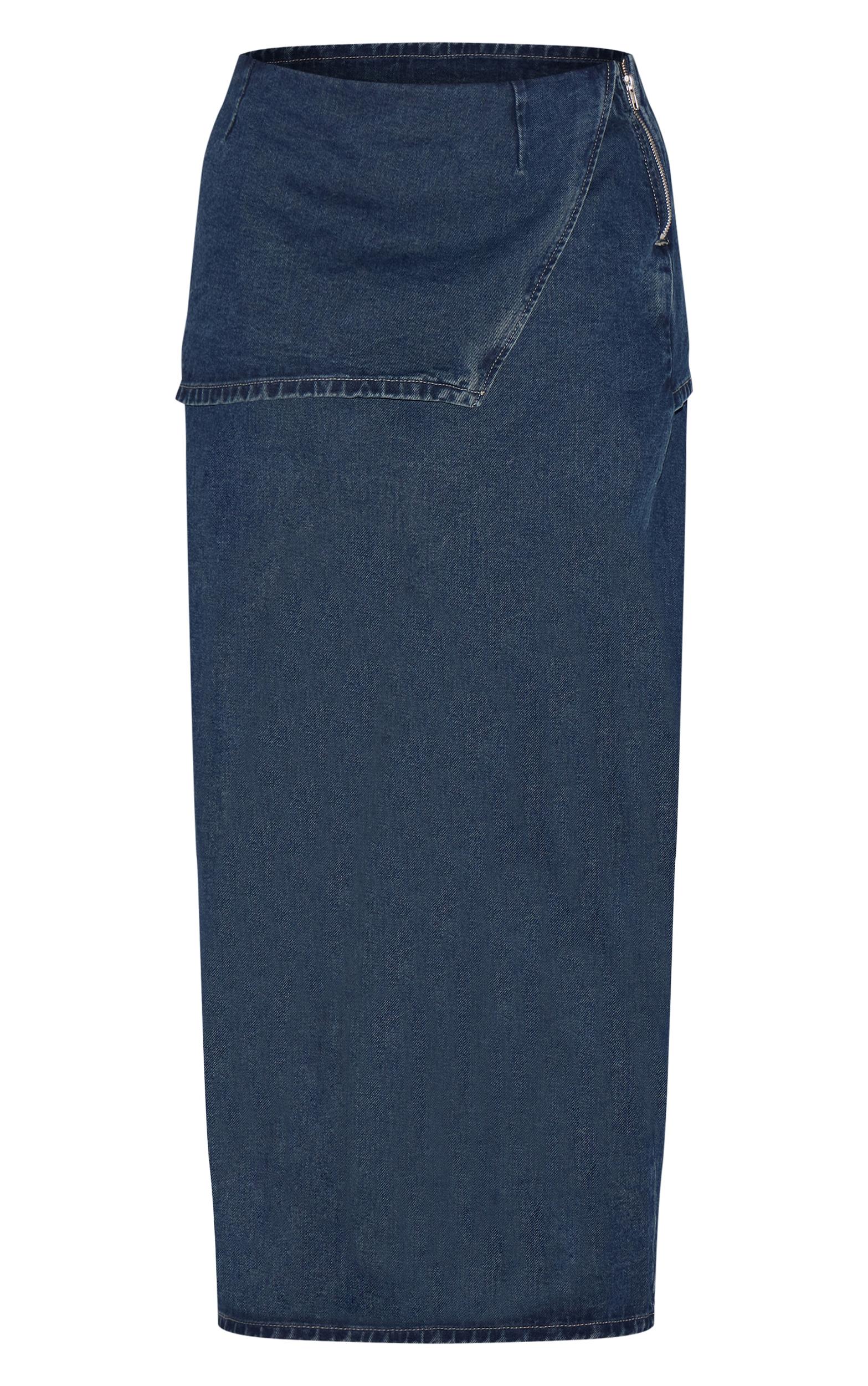 Plus Indigo Foldover Denim Maxi Skirt Product Image