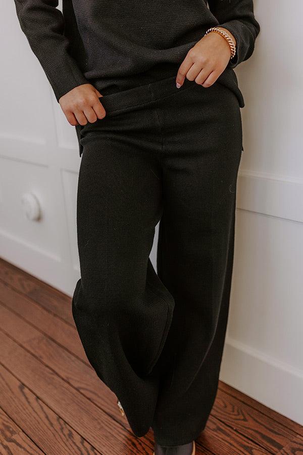 Small Town Bistro High Waist Knit Pants in Black Product Image