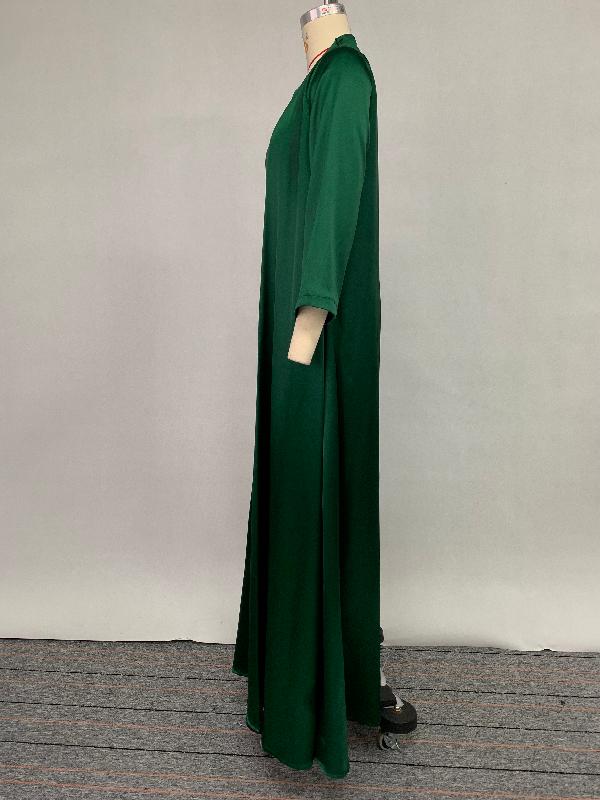 Long Sleeves Loose Embroidered Solid Color Evening Dresses Product Image