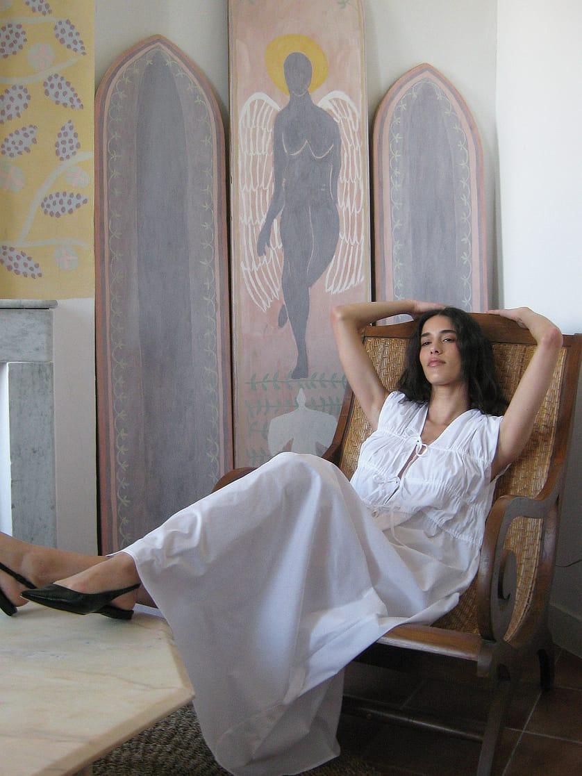 Tie Chest Detail Maxi Dress Product Image