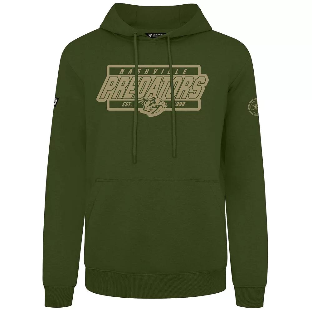 Men's Levelwear Olive Nashville Predators Podium Pullover Hoodie,  Product Image