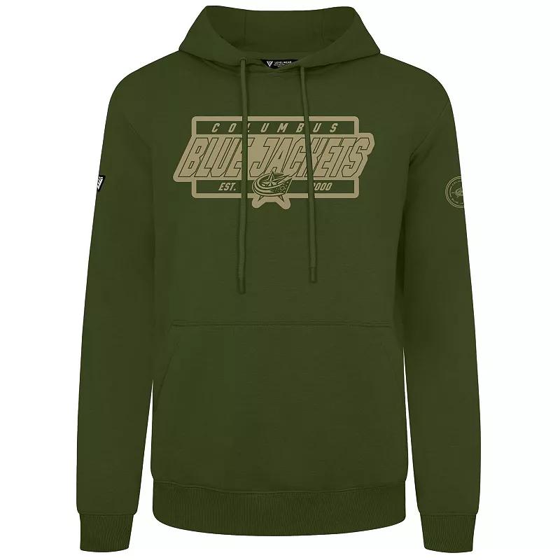 Men's Levelwear Olive Columbus Blue Jackets Podium Pullover Hoodie,  Product Image