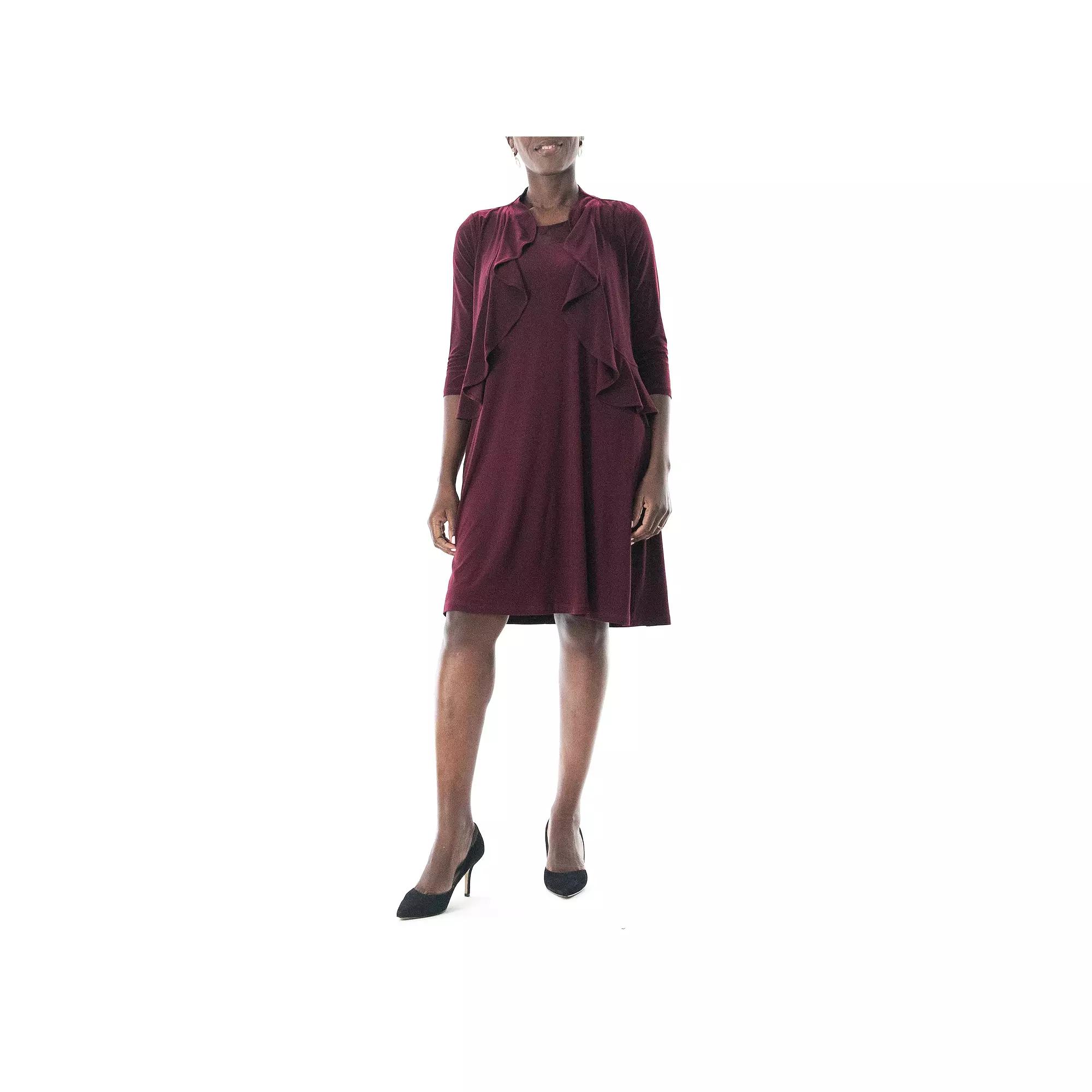 Women's Nina Leonard Ruffle Bolero & Dress Set,  Product Image