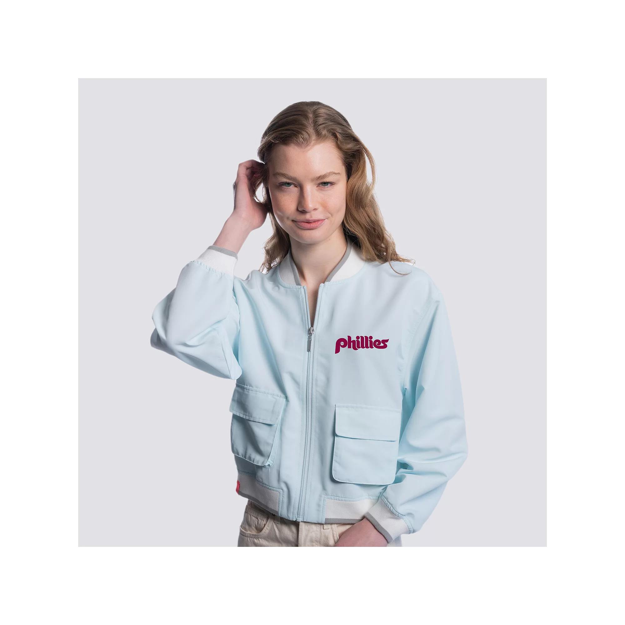 Women's Lusso Light Blue Philadelphia Phillies Paisley Cropped Full-Zip Jacket,  Product Image