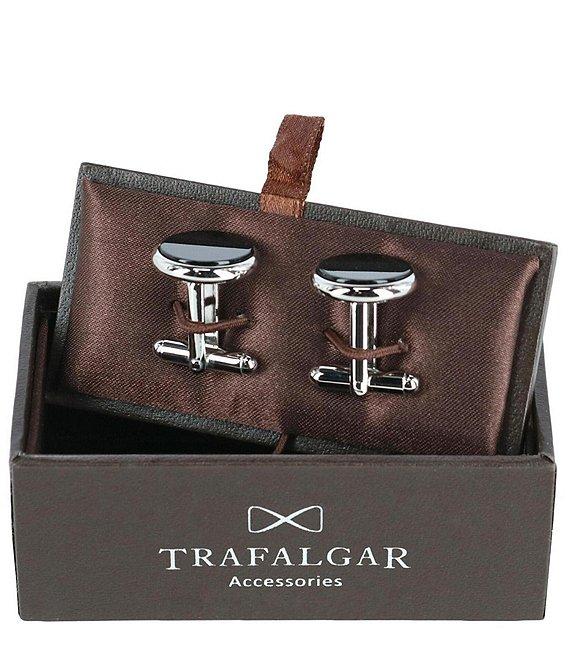Trafalgar Sutton Round Genuine Onyx Cuff Links Product Image
