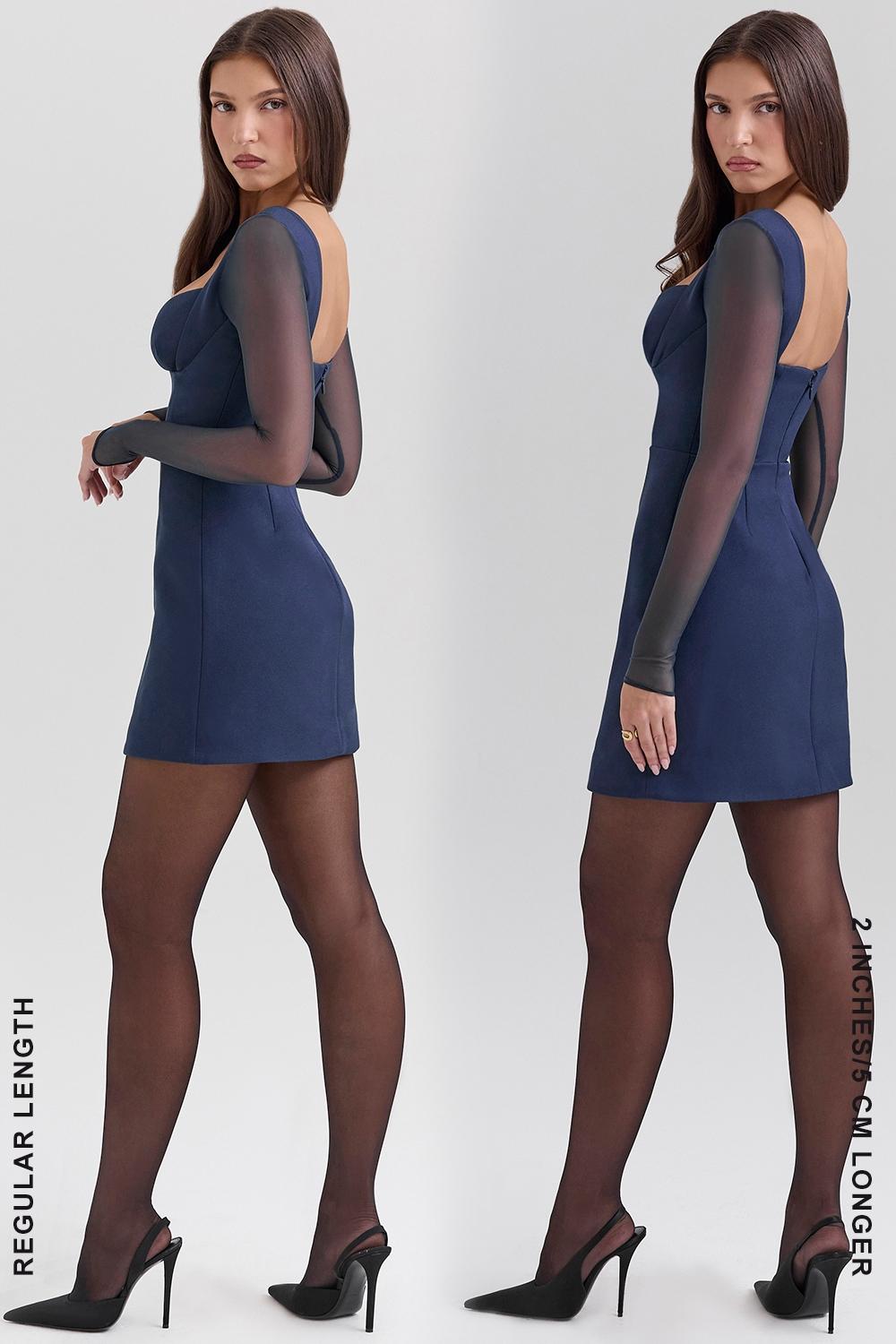 Angelie  midnight stretch crepe plunge mini dress - sale Product Image