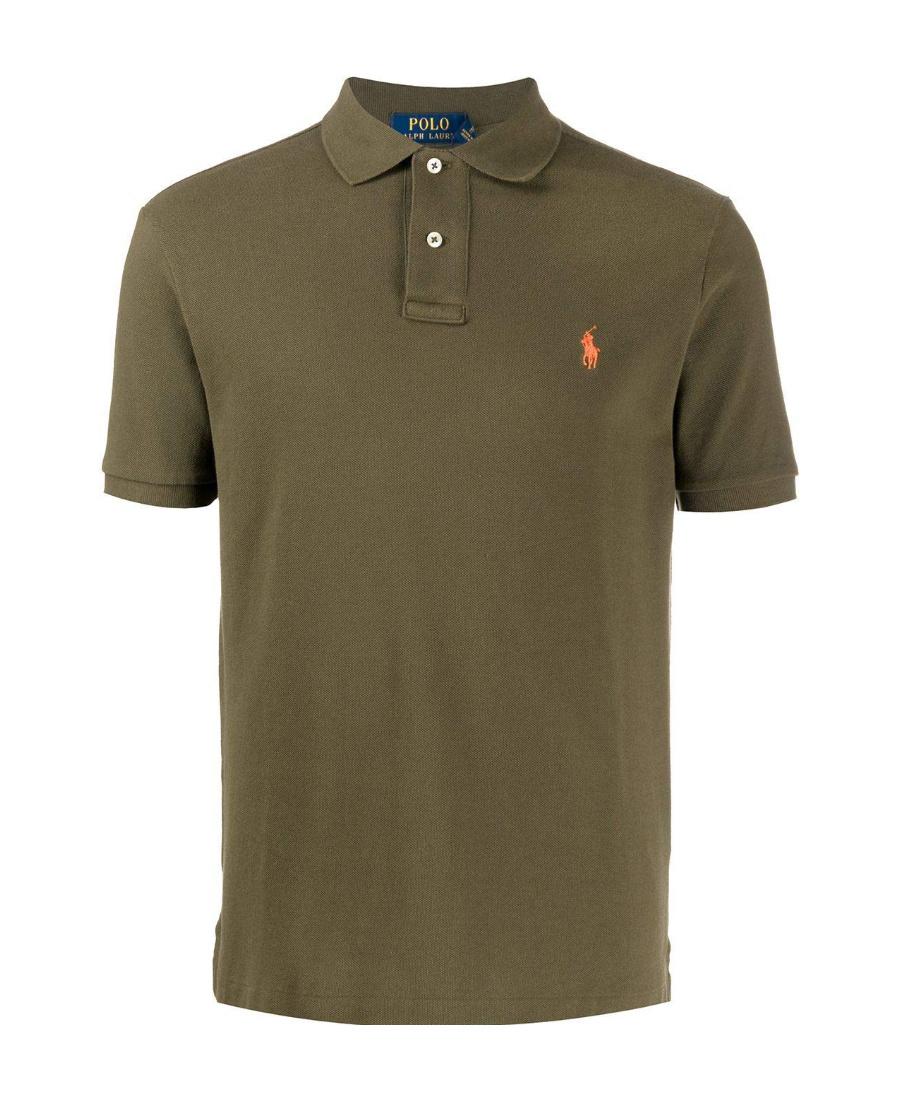 POLO RALPH LAUREN Green Polo Shirt With Pony Embroidery On The Front Product Image