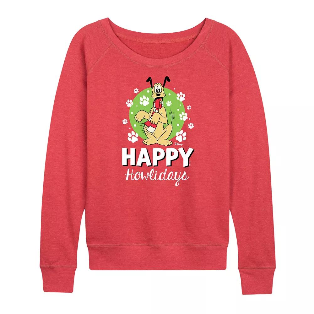 Disney's Pluto Women's Happy Howlidays French Terry Long Sleeve Tee,  Product Image
