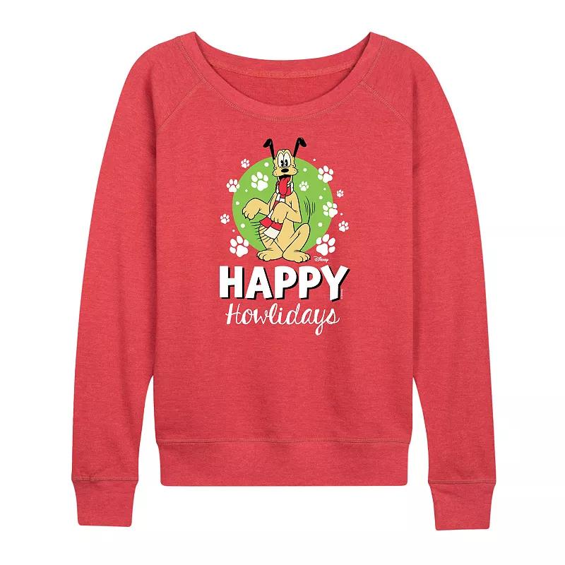 Disney's Pluto Women's Happy Howlidays French Terry Long Sleeve Tee,  Product Image