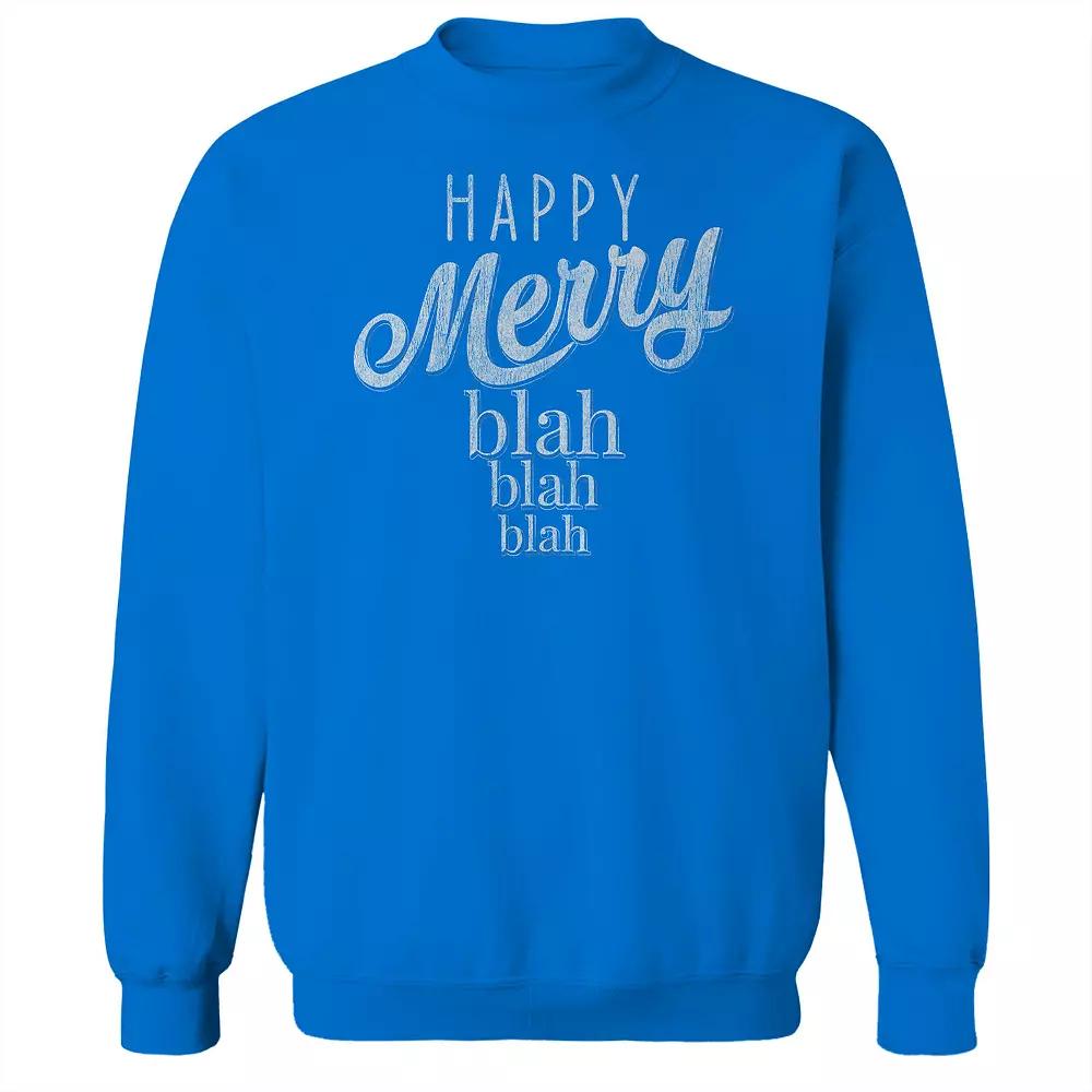 Men's Happy Merry Blah Fleece Sweatshirt, Adult Unisex,  Product Image