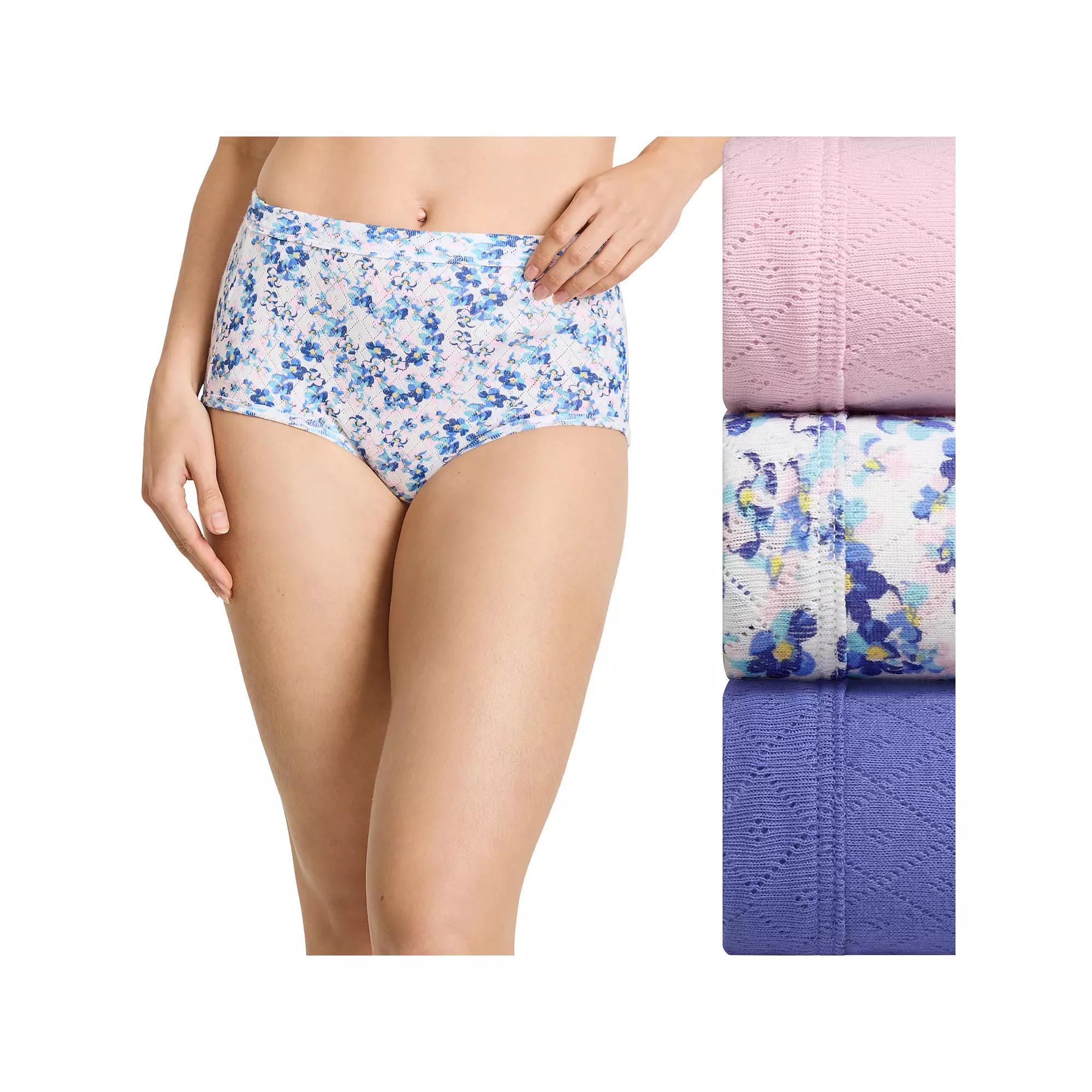 Women's Jockey® Elance Breathe 3-pack Pointelle Briefs Panty Set 1542, Size: 8, Harmonious Floral Product Image