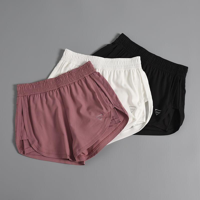 Printed Curved Hem Sports Shorts Product Image