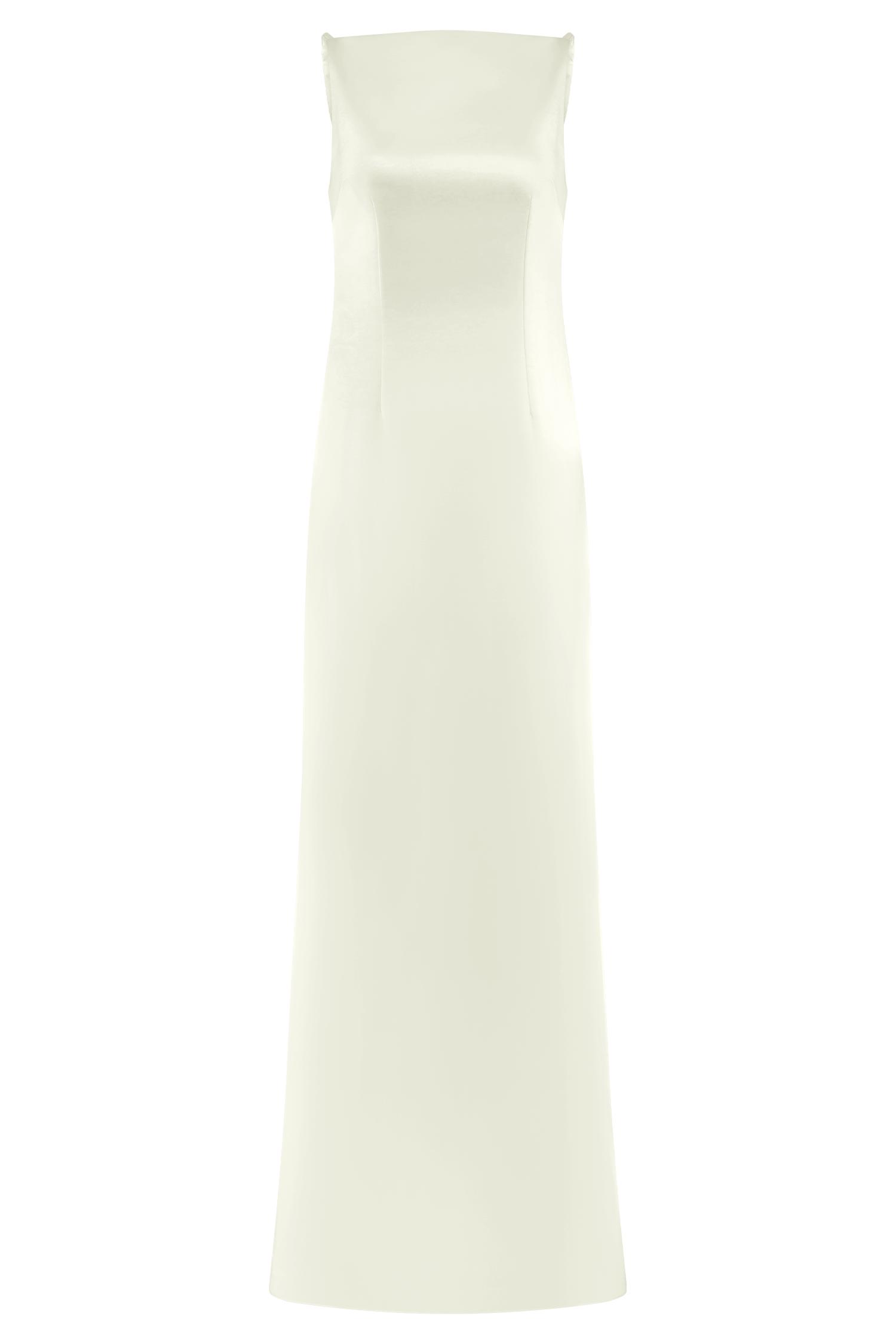 Violet Sleeveless Satin Maxi Dress - White Product Image