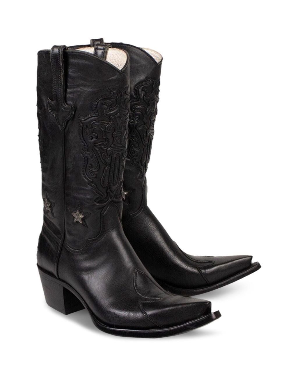 star-appliqué leather boots Product Image