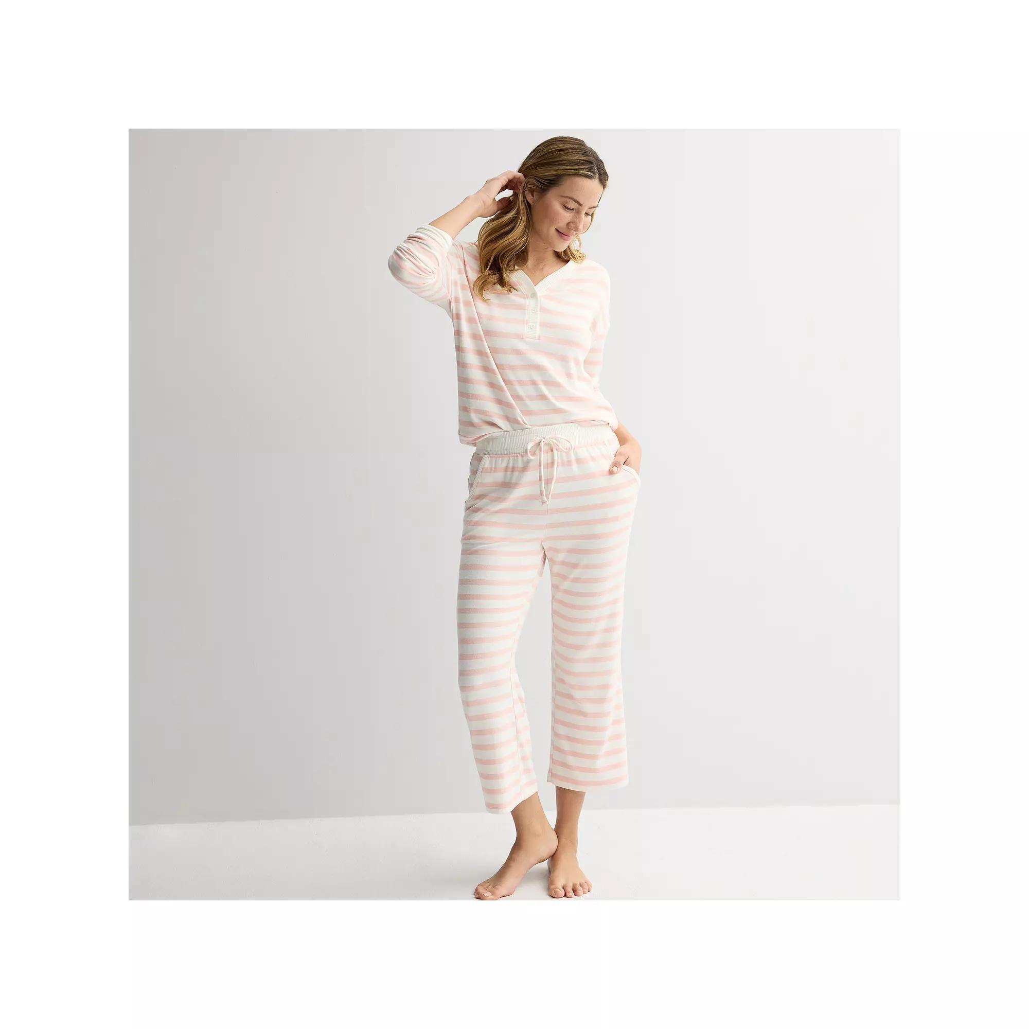 Women's Sonoma Goods For Life® Knit Open-Hem Pajama Pants, Size: XL, Ivory Pink Stripe Product Image