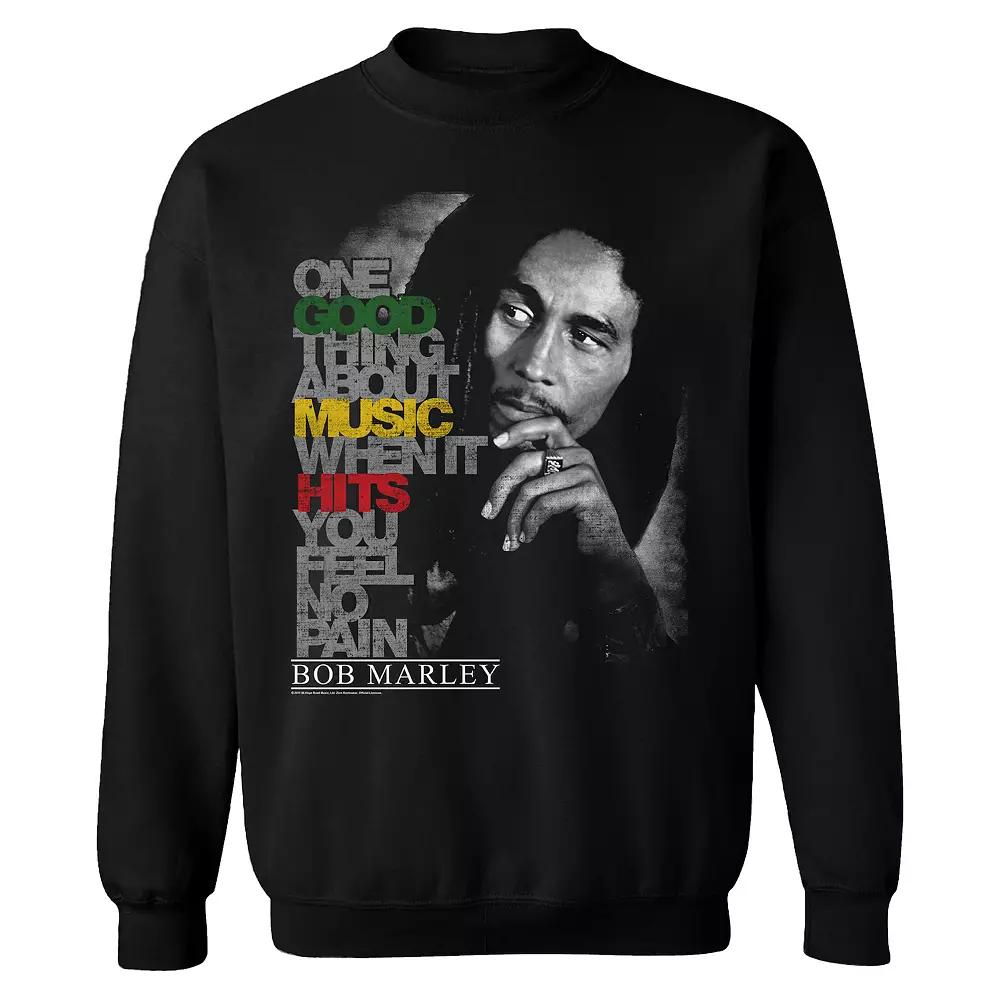 Men's Bob Marley Lyric Good Music Sweatshirt, Size: Large, Black Product Image
