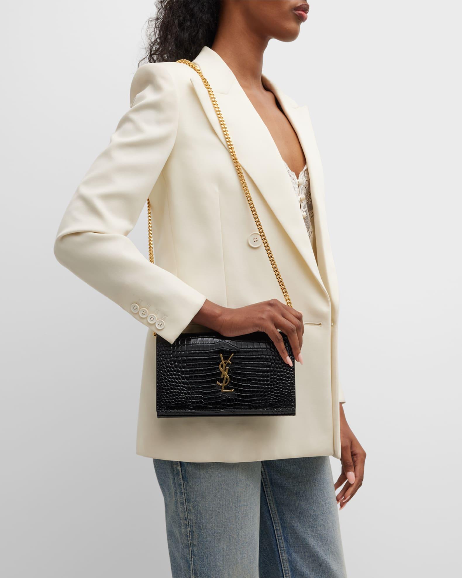 Cassandra YSL Wallet on Chain in Croc Embossed Leather Product Image