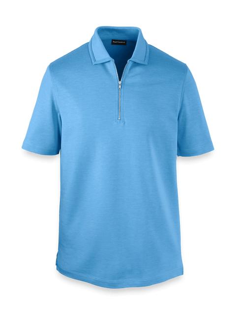 Lyocell Blend Quarter Zip Polo - Blue Product Image