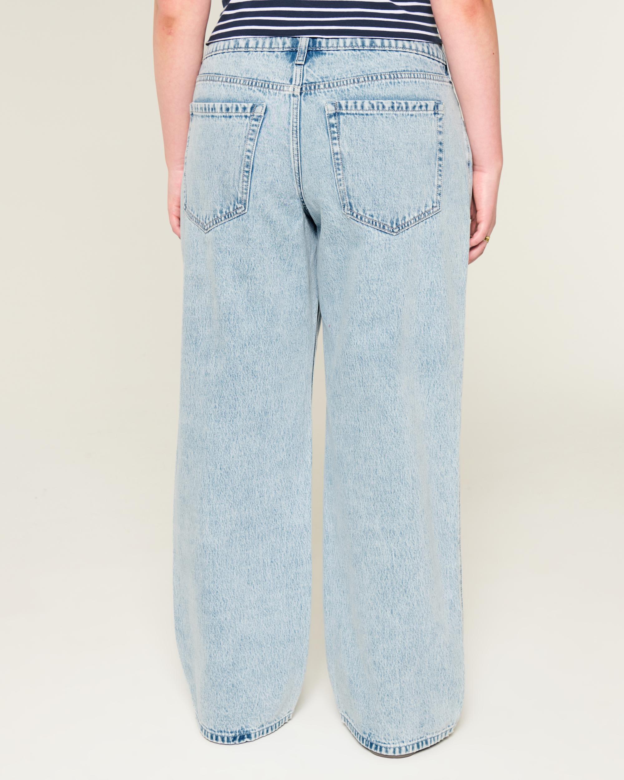 Low-Rise Ripped Light Wash Baggy Jeans Product Image