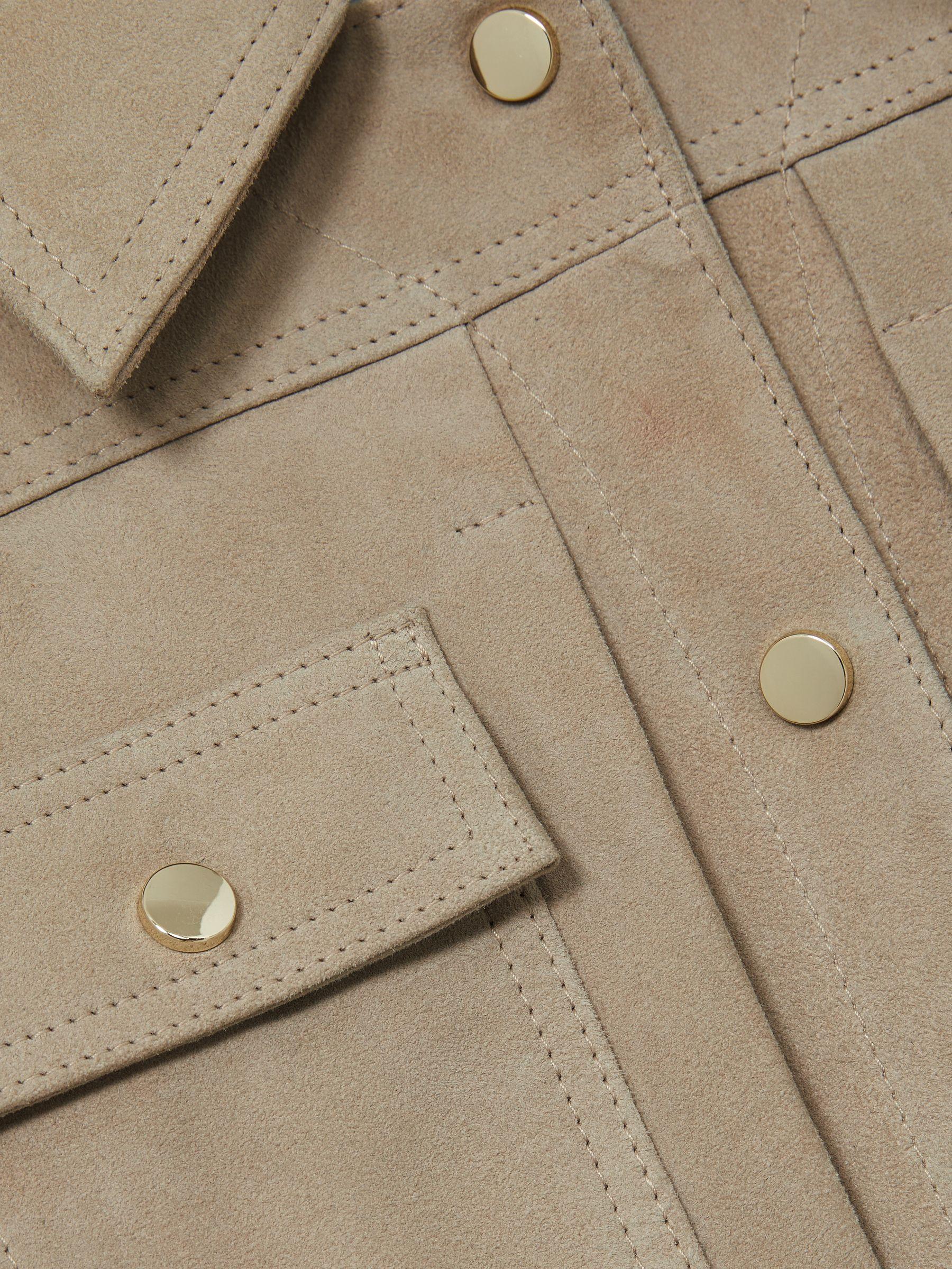 Suede Trucker Jacket in Neutral Product Image