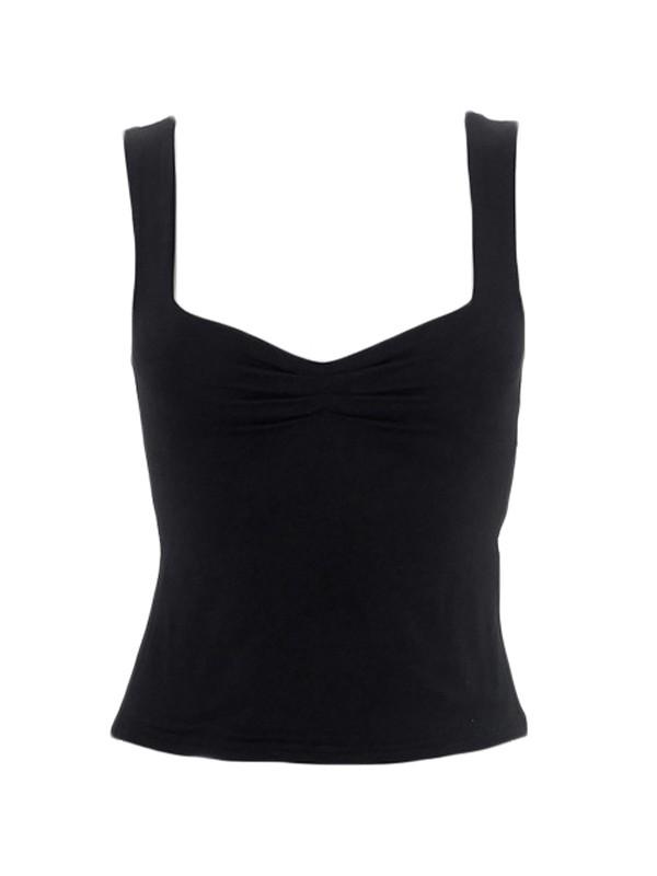 Low Cut Sleeveless Sweetheart Neck Cropped Tank Top Product Image