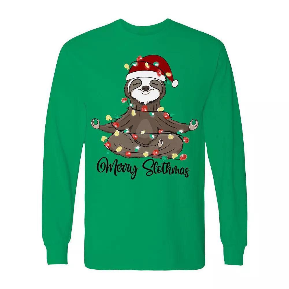 Men's Christmas Merry Slothmas Long Sleeve Graphic Tee, Adult Unisex,  Product Image