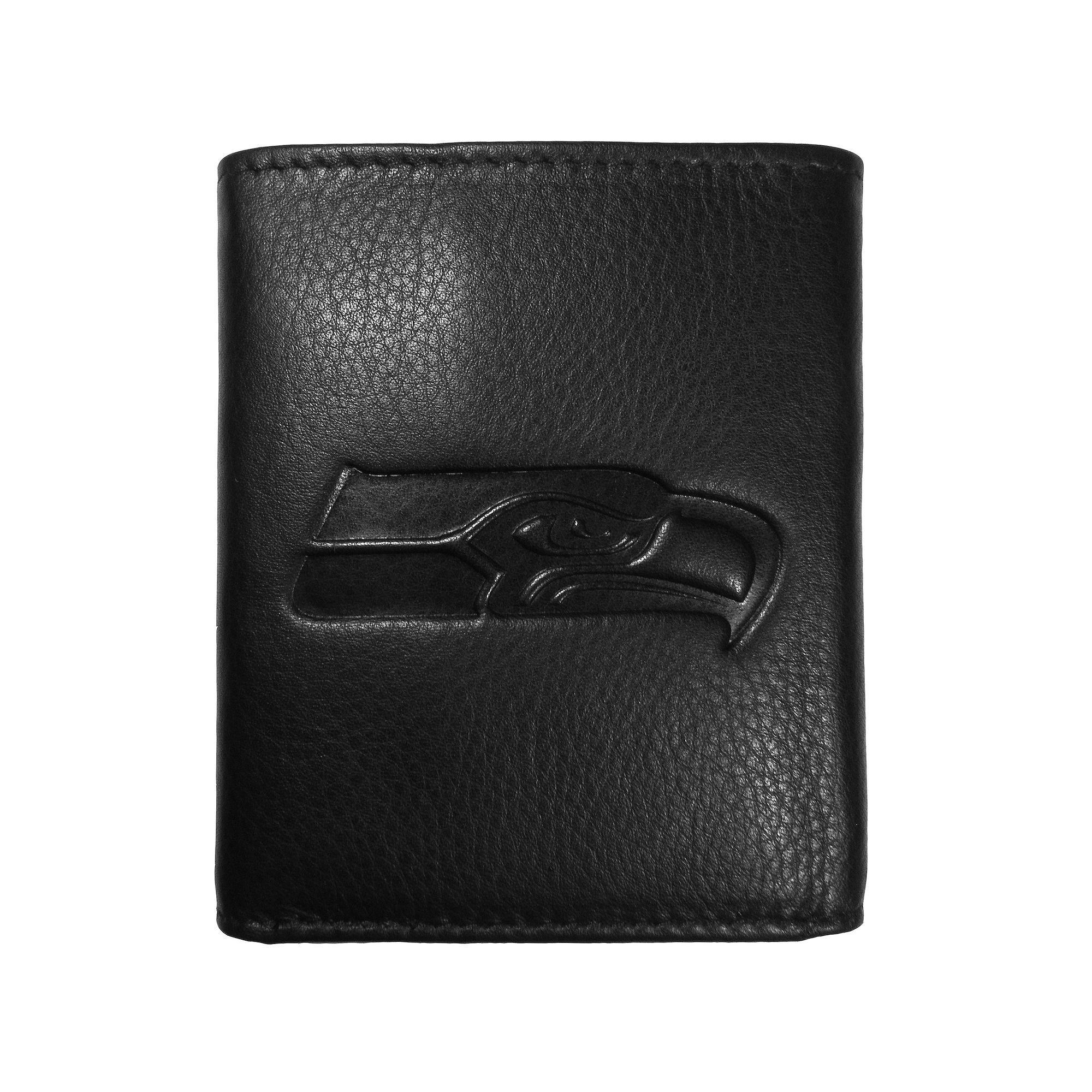 Men's Pittsburgh Steelers Embossed Leather Tri-Fold Wallet, Black Product Image