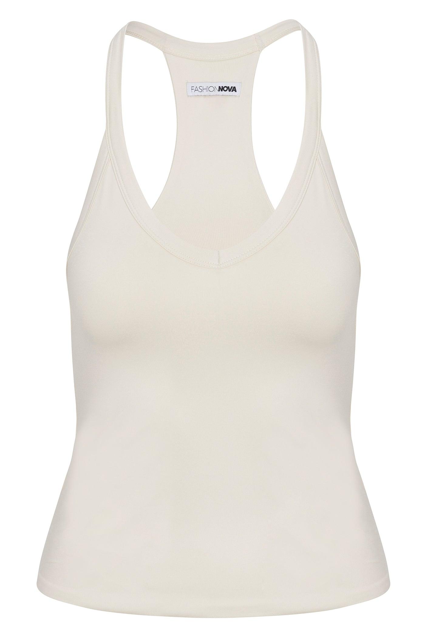 Contour Double Lined V-Neck Tank Top - Bone Female Product Image
