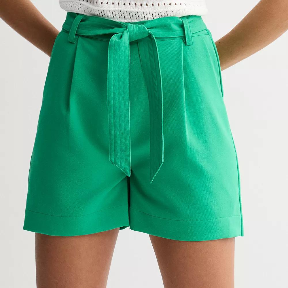 Women's Draper James Twill Belted Shorts, Size: Medium, Green Product Image