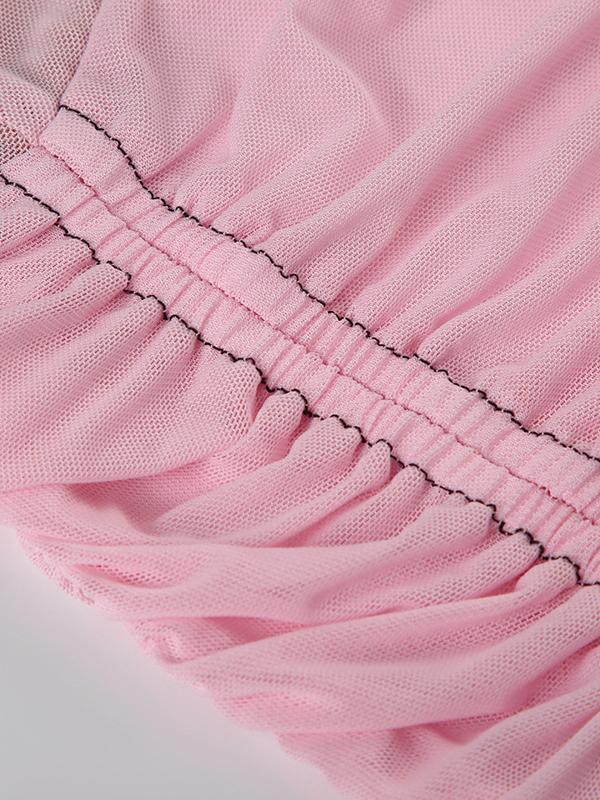 Ruffles Drawstring Lace Up Mesh Cami Top Product Image