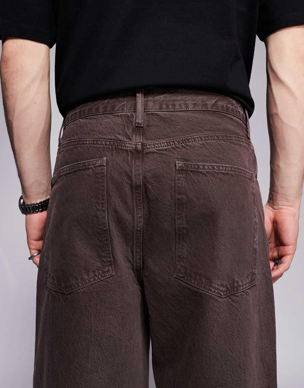 ASOS DESIGN super baggy pants in brown twill Product Image